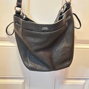Vince Camuto Black Pebbled Leather Shoulder Bag